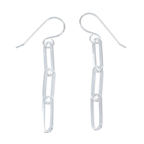 Native American Authentic Sterling Silver Hook Link Bead Earrings SX10233