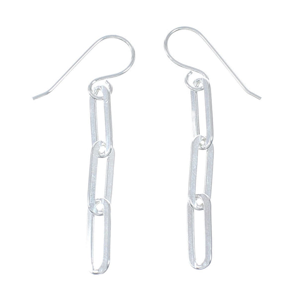 Native American Authentic Sterling Silver Hook Link Bead Earrings SX10233