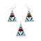 Zuni Native American Multicolor Inlay Pendant Earrings Jewelry Set SX10251