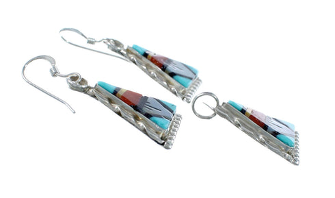 Zuni Native American Multicolor Inlay Pendant Earrings Jewelry Set SX10251