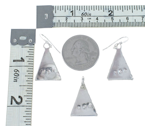 Zuni Native American Multicolor Inlay Pendant Earrings Jewelry Set SX10251