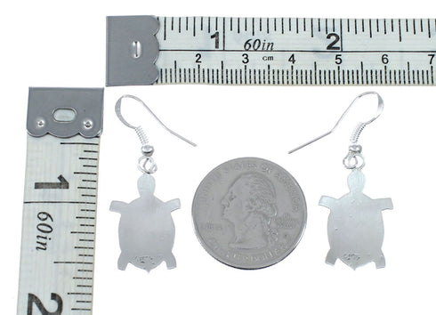 Sterling Silver Overlay Turtle Navajo Hook Dangle Earrings SX10327