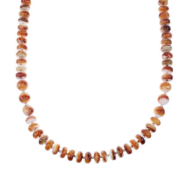 Sterling Silver Native American Oyster Shell Bead Necklace SX10263