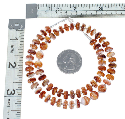 Sterling Silver Native American Oyster Shell Bead Necklace SX10263