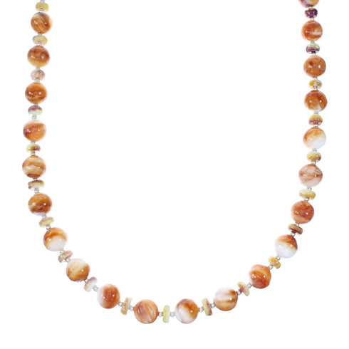 Navajo Sterling Silver Native American Oyster Shell Bead Necklace SX10264