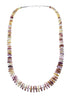 Sterling Silver Purple And Yellow Oyster Shell Navajo Bead Necklace SX10266