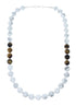 Genuine Sterling Silver Howlite And Tiger Eye Shell Navajo Bead Necklace SX10267