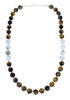 Genuine Navajo Sterling Silver Howlite And Tiger Eye Bead Necklace SX10268