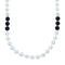 Native American Mother of Pearl Onyx Bead Sterling Silver Necklace SX10269