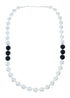 Native American Mother of Pearl Onyx Bead Sterling Silver Necklace SX10269