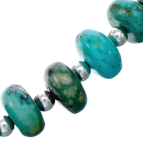Navajo Turquoise Sterling Silver Native American Jewelry Bead Necklace SX10273