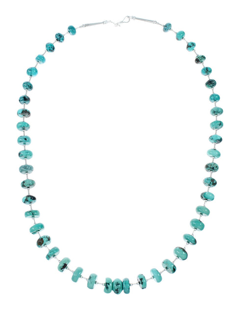 Genuine Navajo Turquoise Liquid Silver Jewelry Bead Necklace SX10274