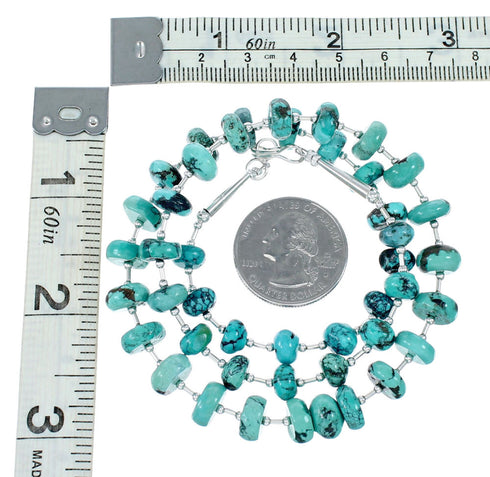 Genuine Navajo Turquoise Liquid Silver Jewelry Bead Necklace SX10274