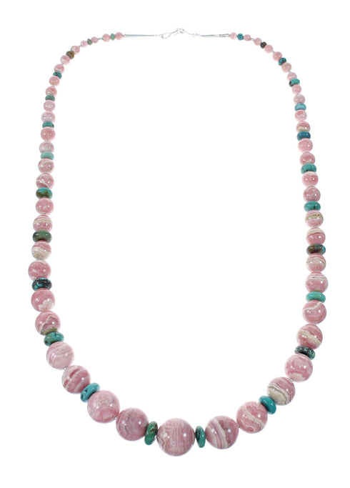 Rhodochrosite Turquoise Authentic Sterling Silver Bead Necklace SX10262