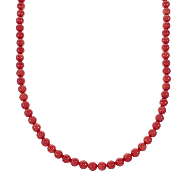 Native American Coral And Sterling Silver Bead Necklace SX10265