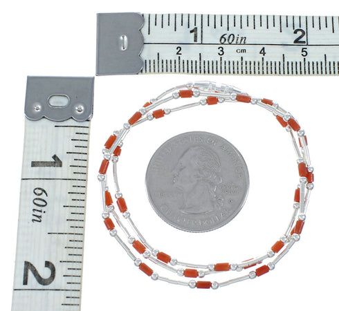 Coral Hand Strung Liquid Silver Necklace SX10279