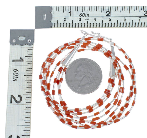 3-Strand Native American Coral Hand Strung Liquid Silver Necklace SX10281