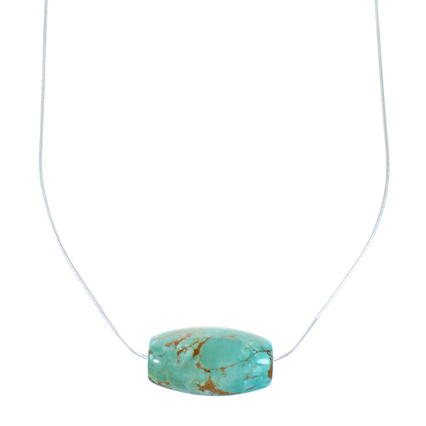 Sterling Silver Turquoise Navajo Pendant 18" Italian Snake Chain Necklace Set SX10282