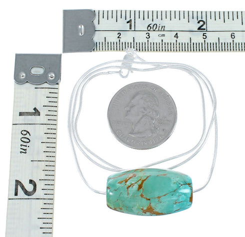 Sterling Silver Turquoise Navajo Pendant 18" Italian Snake Chain Necklace Set SX10282
