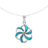 Southwest Turquoise Flower Inlay Sterling Silver Box Chain Necklace Set SX10284