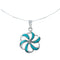 Southwest Turquoise Flower Inlay Sterling Silver Box Chain Necklace Set SX10285