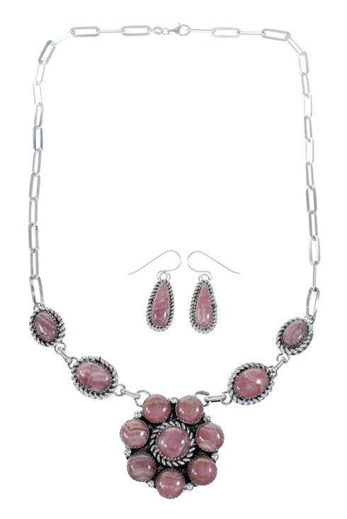 Navajo Rhodochrosite Sterling Silver Bead Necklace Set SX10286