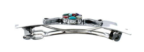 Navajo Sterling Silver Multicolor Flower Hair Barrette SX10294