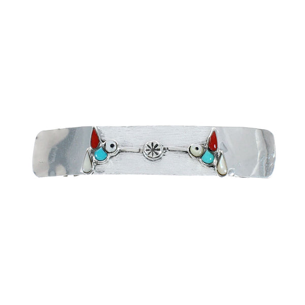 Sterling Silver Multicolor Hummingbird Navajo Hair Barrette SX10293