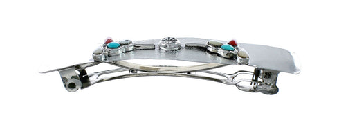 Sterling Silver Multicolor Hummingbird Navajo Hair Barrette SX10293