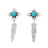 Native American Sterling Silver Turquoise Feather Post Dangle Earrings SX10296