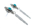 Native American Sterling Silver Turquoise Feather Post Dangle Earrings SX10296