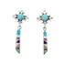 Southwest Multicolor Sterling Silver Post Dangle Earrings SX10298