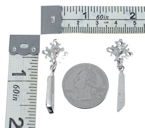 Southwest Multicolor Sterling Silver Post Dangle Earrings SX10298