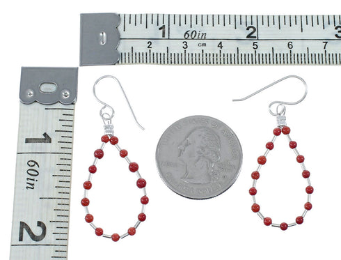 Genuine Coral Liquid Sterling Silver Hook Dangle Earrings SX10304