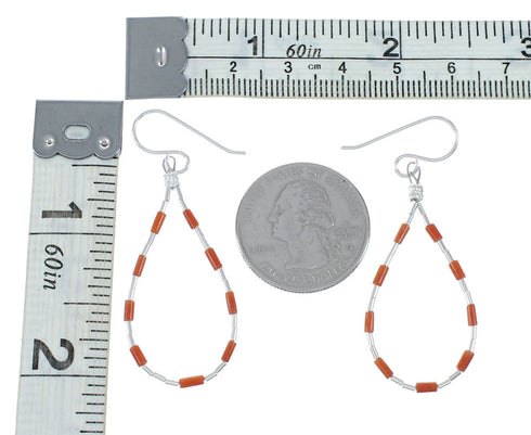 Man Made Coral Liquid Sterling Silver Hook Dangle Earrings SX10303