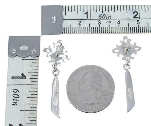 Southwest Turquoise And Sterling Silver Post Dangle Earrings SX10297