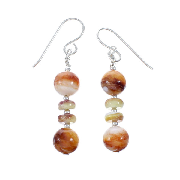 Navajo Sterling Silver Oyster Shell Bead Hook Dangle Earrings SX10300