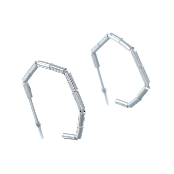 Liquid Sterling Silver Post Hoop Earrings SX10313