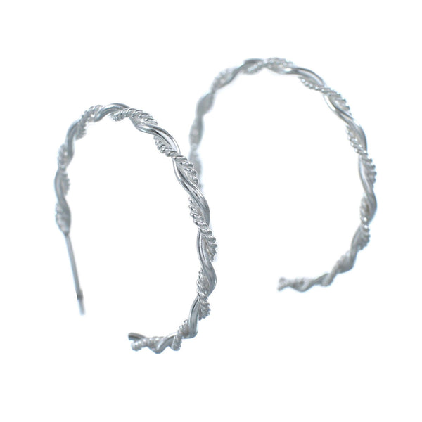 Navajo Authentic Twisted Sterling Silver Post Hoop Earrings SX10315