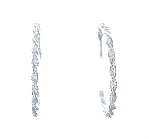 Navajo Authentic Twisted Sterling Silver Post Hoop Earrings SX10315