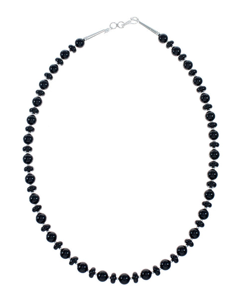 Onyx Sterling Silver American Indian Bead Necklace SX10310