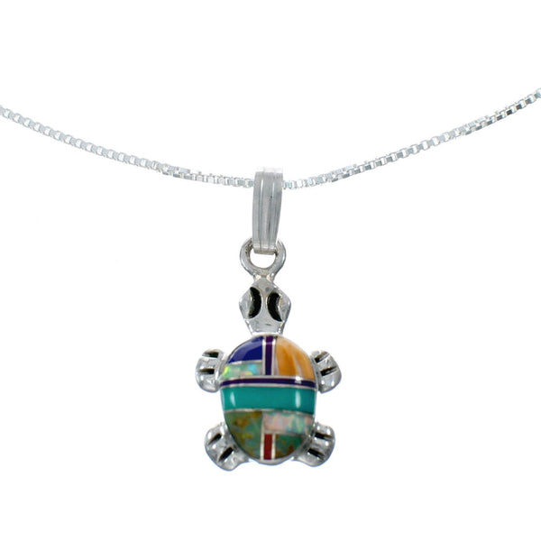 Genuine Sterling Silver Turtle Italian Box Chain Necklace Set SX10321