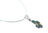 Sterling Silver Italian Box Chain Necklace Multicolor Cactus Inlay Pendant Set SX10326