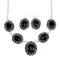 Native American Authentic Navajo Onyx Sterling Silver Necklace Set SX10329