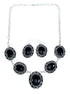 Native American Authentic Navajo Onyx Sterling Silver Necklace Set SX10329