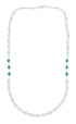 Turquoise Mother of Pearl Sterling Silver Native American Bead Necklace SX10336