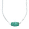 Native American Sterling Silver Link Chain Turquoise Pendant Necklace SX10333