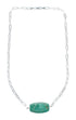 Native American Sterling Silver Link Chain Turquoise Pendant Necklace SX10333