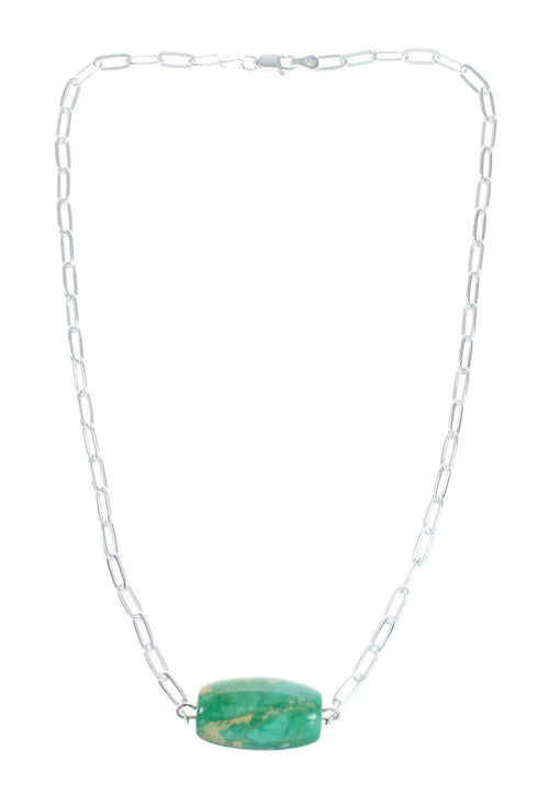 Navajo Sterling Silver Link Chain Turquoise Pendant Necklace SX10334