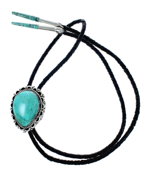 Genuine Navajo Native American Sterling Silver Turquoise Bolo Tie SX10331